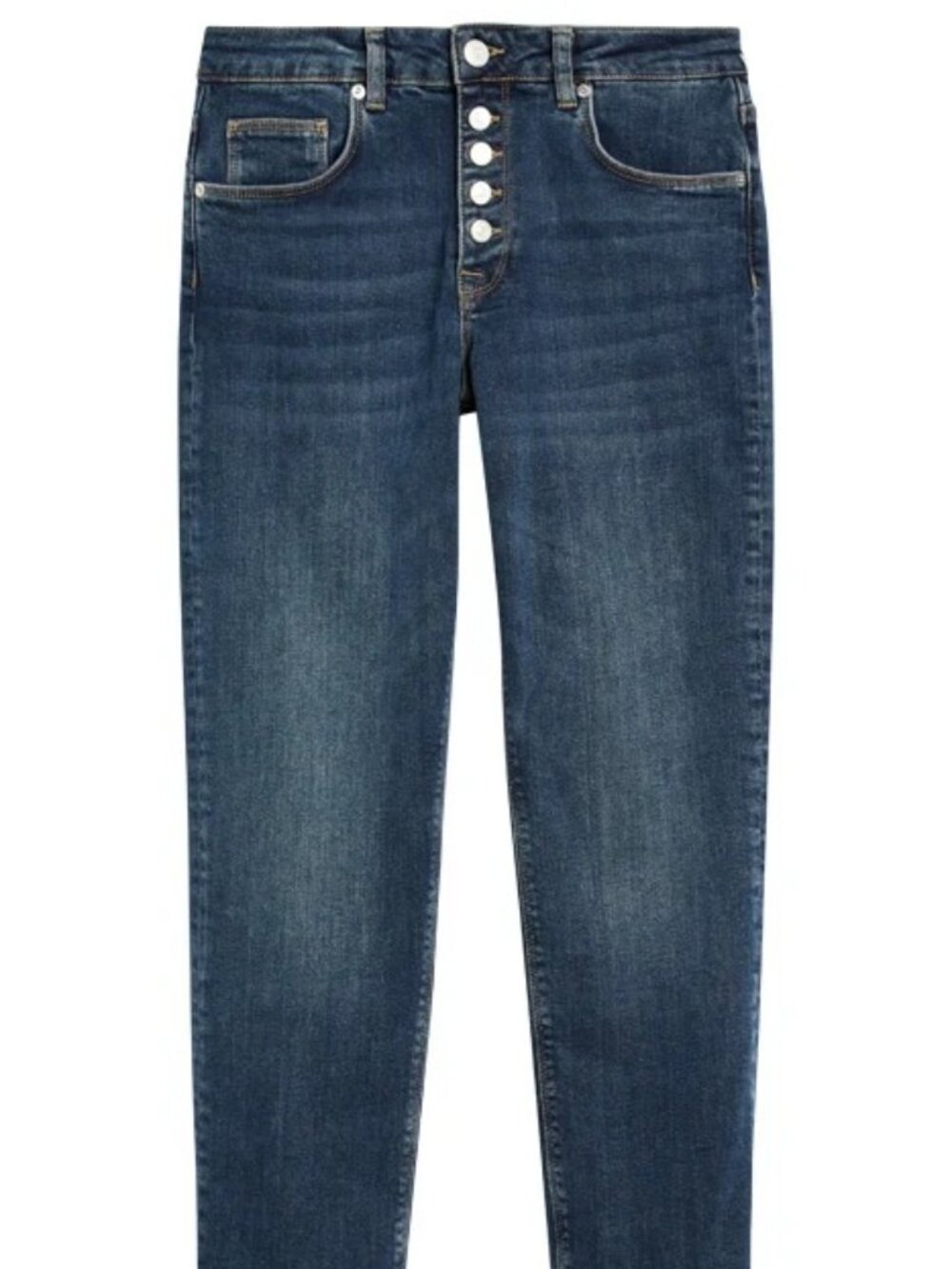 Reiss Bailey Dark Blue Slim Fit Mid Rise Cropped Buttonfly Jeans/24495